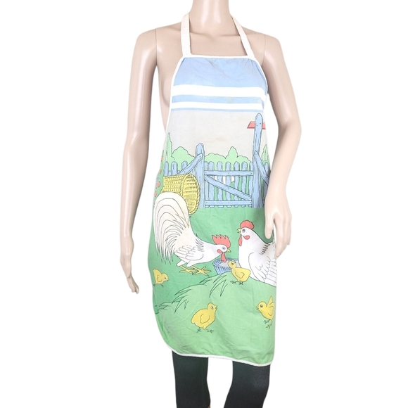 Vintage Farmhouse Chicken Rooster Apron Cute Country Kitchen Cooking Accessory - Picture 3 of 6